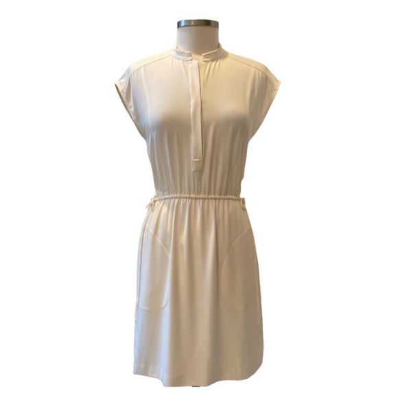 Theory Dresses & Skirts - Theory Ivory V-Neck Cap Sleeve Silk Blend Dress Size Small